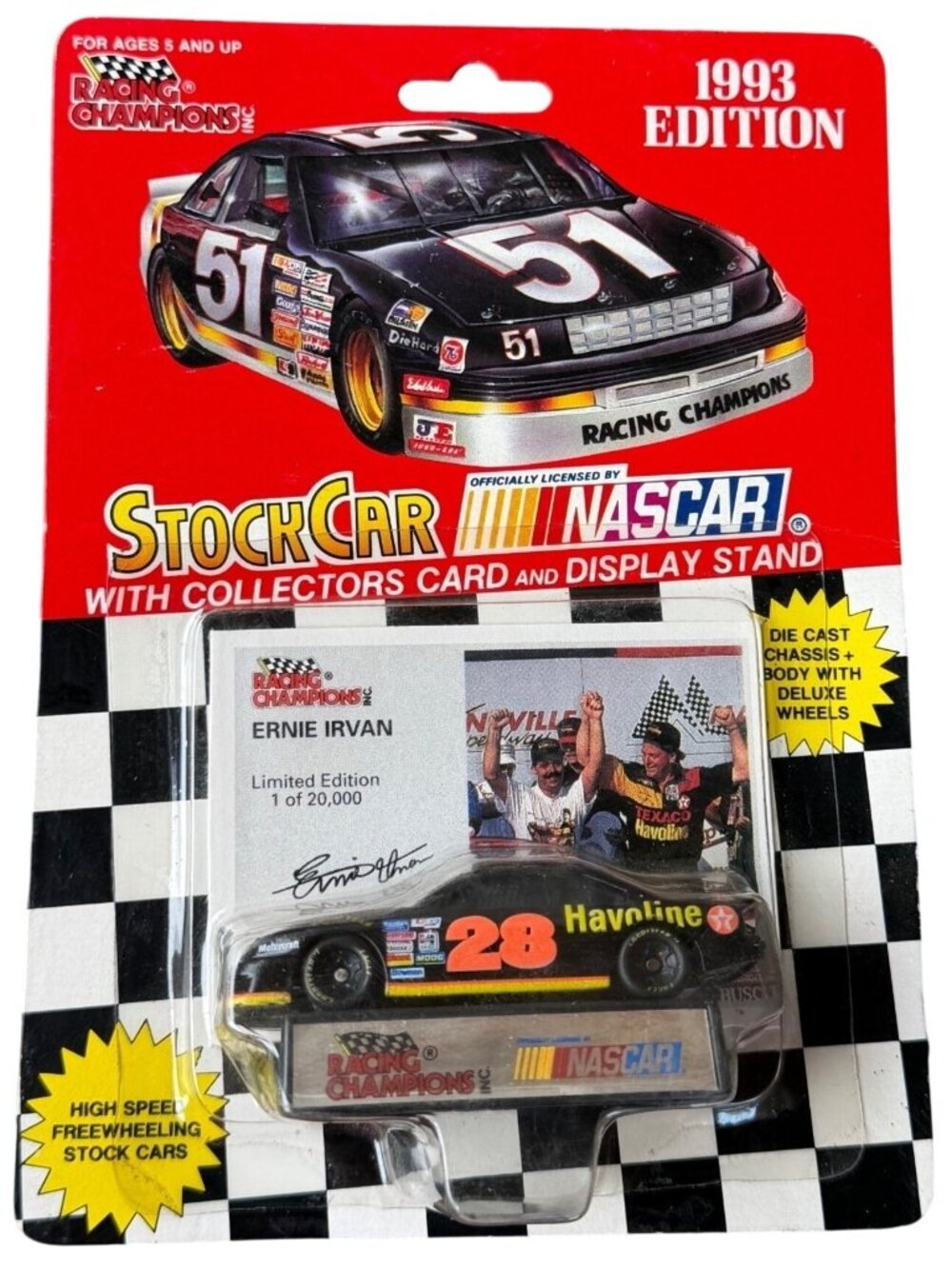 1993 Racing Champions 1:64 Scale Diecast Stock Car Display Stand Ernie Irvan #28